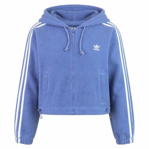 Adidas Women Blue Full Zip Hoodie Fleece XS UK6 Hooded Sweatshirt