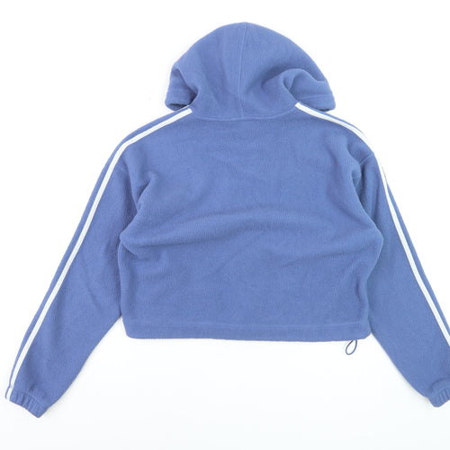 Adidas Women Blue Full Zip Hoodie Fleece XS UK6 Hooded Sweatshirt