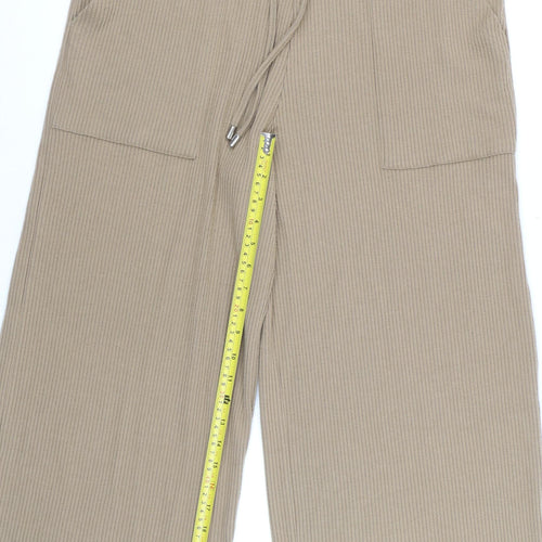 Marks and Spencer Women Beige Cropped Wide-Leg Trousers Size 16