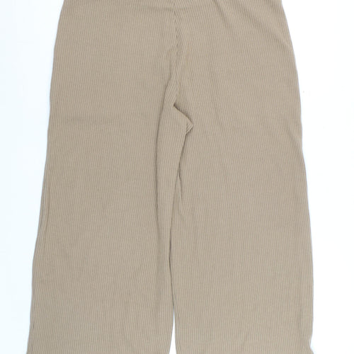 Marks and Spencer Women Beige Cropped Wide-Leg Trousers Size 16