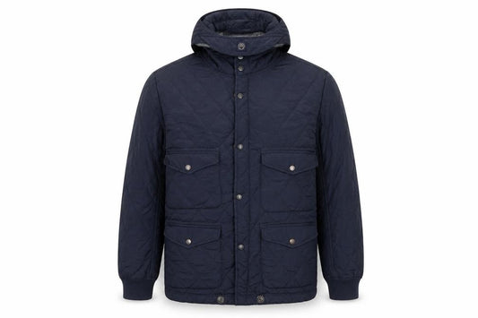 Duck and Cover Men's Blue Quilted Hooded Jacket XL