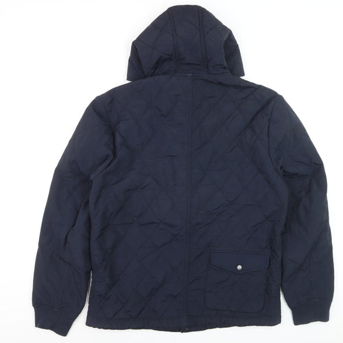 Duck and Cover Men's Blue Quilted Hooded Jacket XL