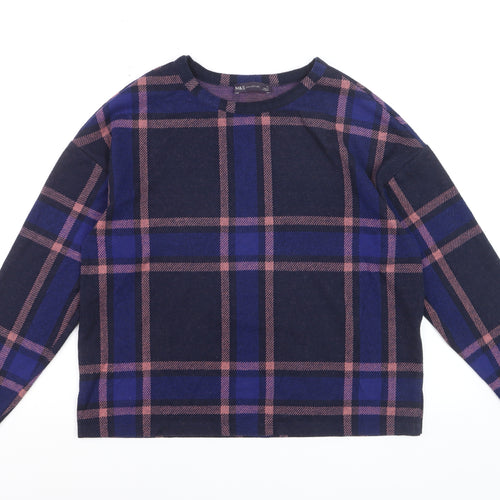 Marks and Spencer Women’s Multicoloured Check Long Sleeve T-Shirt Size 12