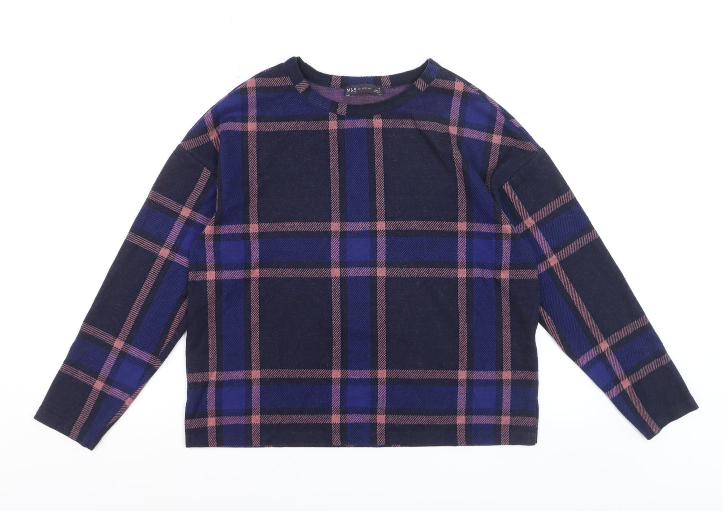 Marks and Spencer Women’s Multicoloured Check Long Sleeve T-Shirt Size 12