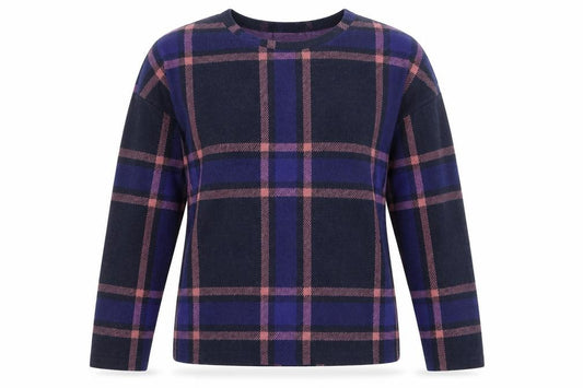 Front view of Marks & Spencer Women’s Multicoloured Check Long Sleeve T-Shirt, size UK 12