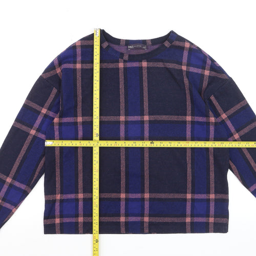 Marks and Spencer Women’s Multicoloured Check Long Sleeve T-Shirt Size 12