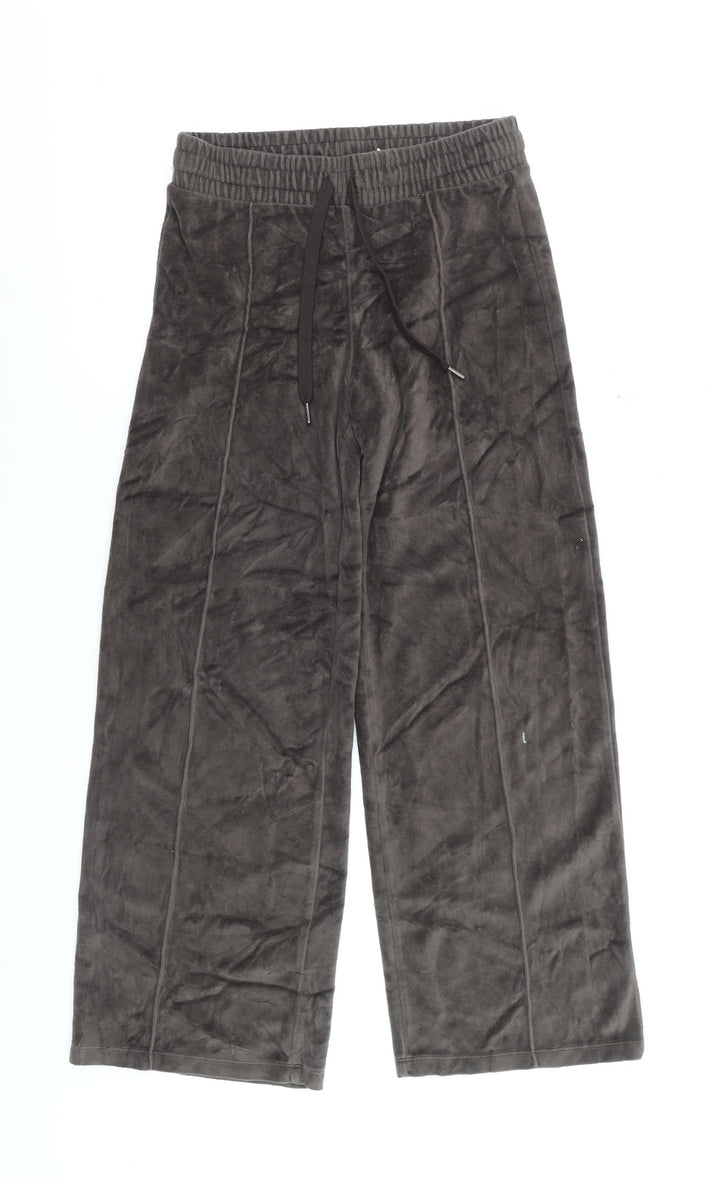 H&M Divided Womens Brown Velour Wide Leg Sweatpants XS