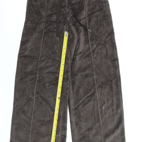 H&M Divided Womens Brown Velour Wide Leg Sweatpants XS