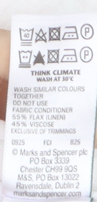 Marks and Spencer Womens White Linen Blend Wide Leg Trousers Size 16