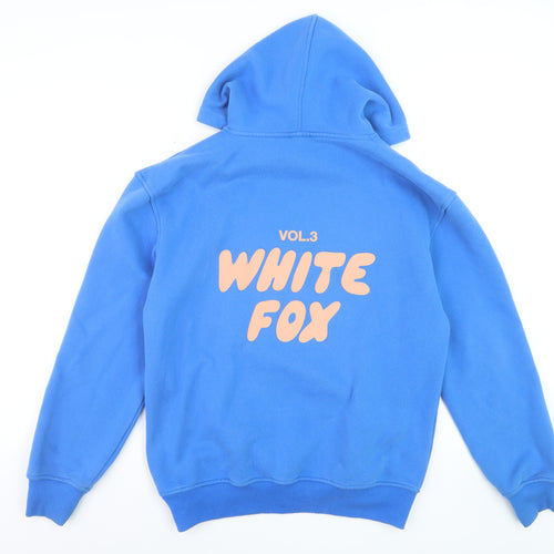 White Fox Women's Blue XS/S Pullover Hoodie with Logo Print
