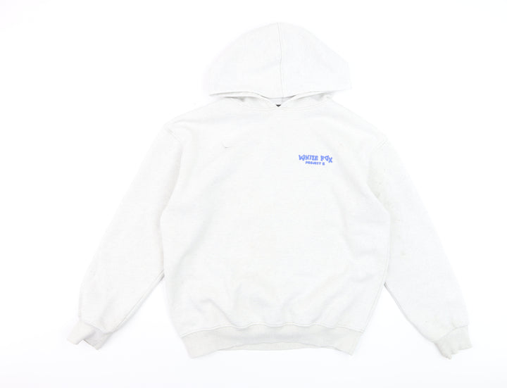 White Fox Women’s Grey Hoodie Small Pullover Graphic Logo Sweatshirt