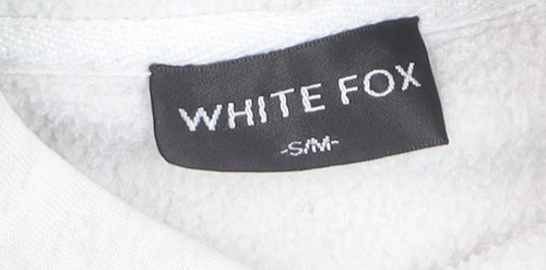 White Fox Women’s Grey Hoodie Small Pullover Graphic Logo Sweatshirt