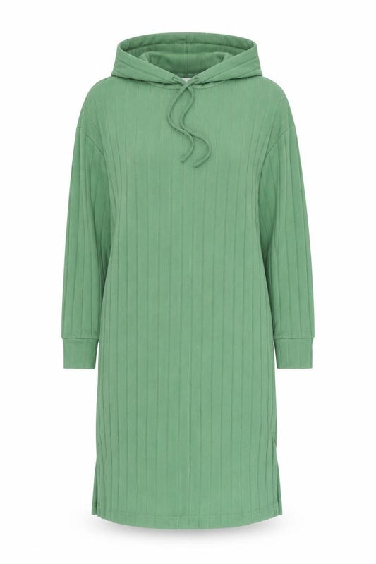 Front view of John Lewis Women’s Green Small Hooded Long Sleeve T-Shirt Dress