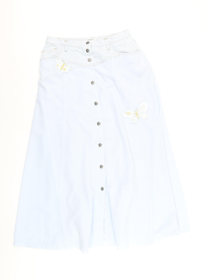Together Women Blue Midi A-Line Button Front Skirt Size 14
