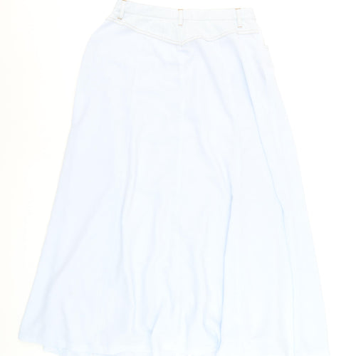 Together Women Blue Midi A-Line Button Front Skirt Size 14