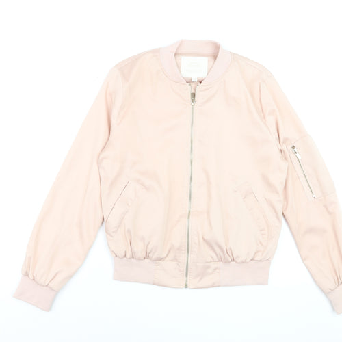 Vera & Lucy Women Pink Bomber Jacket M Polyester Lined Zip Pockets