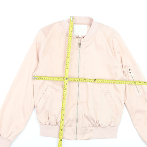 Vera & Lucy Women Pink Bomber Jacket M Polyester Lined Zip Pockets