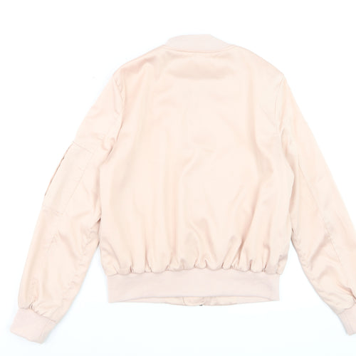 Vera & Lucy Women Pink Bomber Jacket M Polyester Lined Zip Pockets