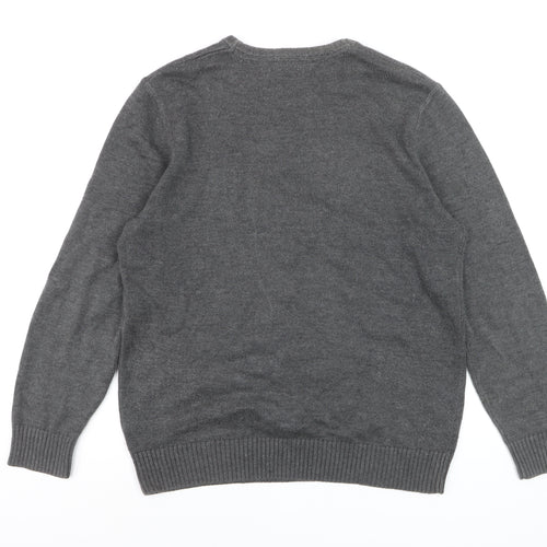 Crew Clothing Company Mens Grey L Pullover Jumper Cotton Blend