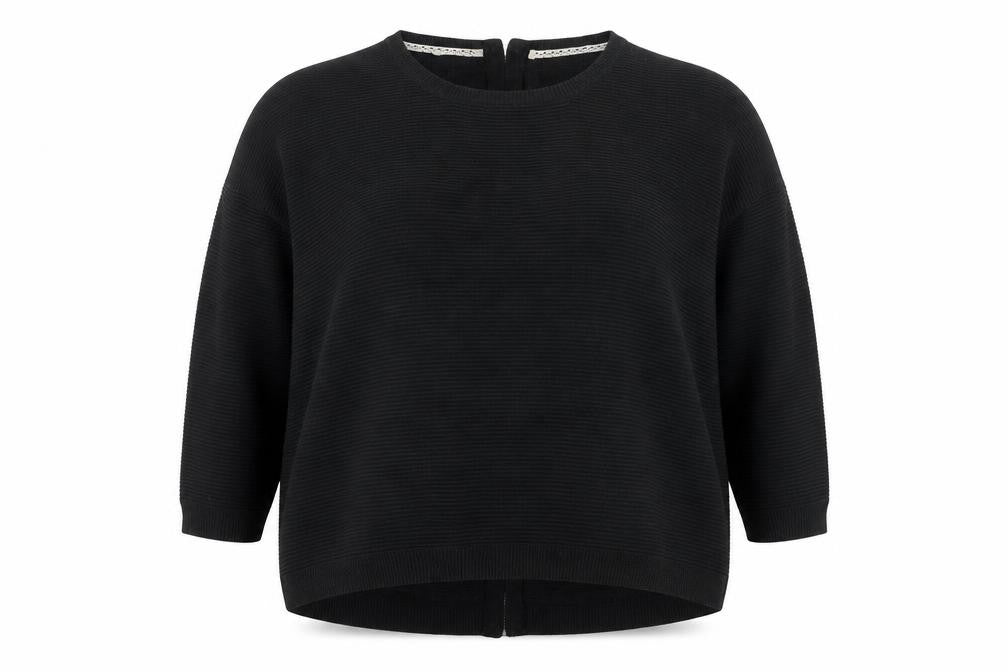 Front view of Anthology Women’s Black Plus, size UK 20/22, Rhinestone Back Zip Jumper
