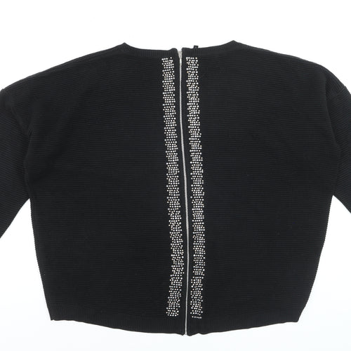 Anthology Women’s Black Plus Size 20/22 Rhinestone Back Zip Jumper