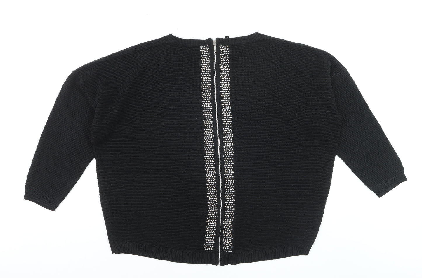 Anthology Women’s Black Plus Size 20/22 Rhinestone Back Zip Jumper