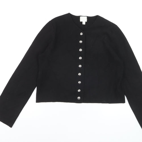 H&M Women's Black Button-Up Cardigan S Round Neck Knit Jumper