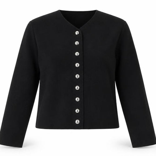 H&M Women's Black Button-Up Cardigan S Round Neck Knit Jumper