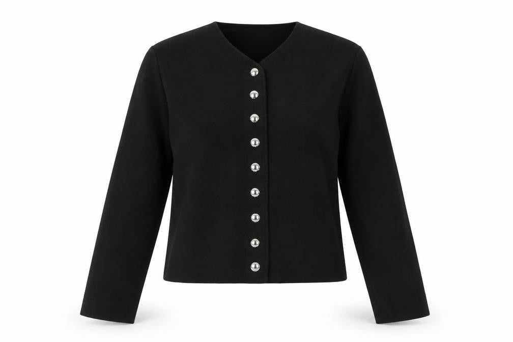 H&M Women's Black Button-Up Cardigan S Round Neck Knit Jumper