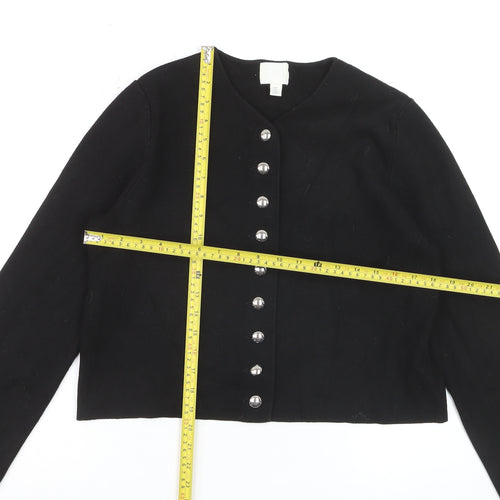H&M Women's Black Button-Up Cardigan S Round Neck Knit Jumper