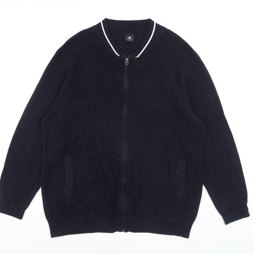 Pegasus Men's Blue XL Full Zip Cotton Knit Jumper