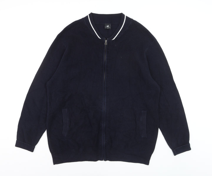 Pegasus Men's Blue XL Full Zip Cotton Knit Jumper