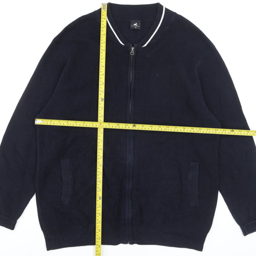 Pegasus Men's Blue XL Full Zip Cotton Knit Jumper