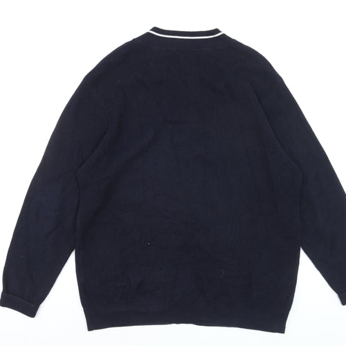 Pegasus Men's Blue XL Full Zip Cotton Knit Jumper