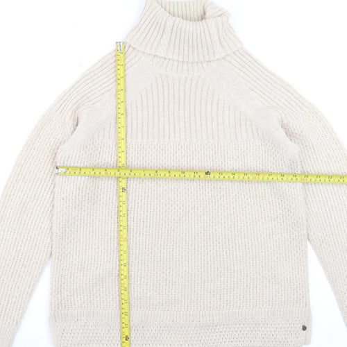 White Stuff Women Beige Roll Neck Chunky Knit Jumper Size 14
