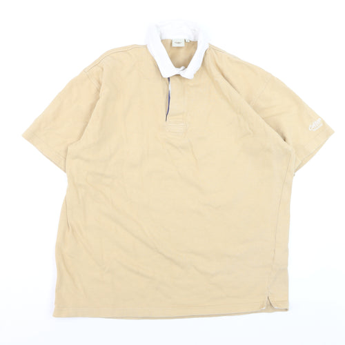 Cotton Traders Men's Beige Short Sleeve Polo Shirt Size L 100% Cotton