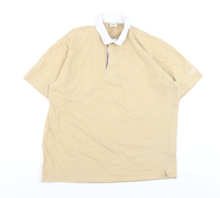 Cotton Traders Men's Beige Short Sleeve Polo Shirt Size L 100% Cotton