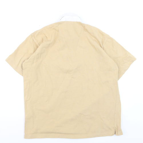 Cotton Traders Men's Beige Short Sleeve Polo Shirt Size L 100% Cotton