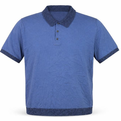 Marks and Spencer Men's Blue Knit Polo Shirt Size L Short Sleeve