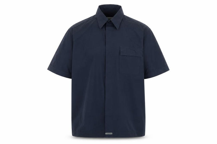 Thomas Browne Men's Navy Blue Short Sleeve Cotton Blend Button-Up Shirt M