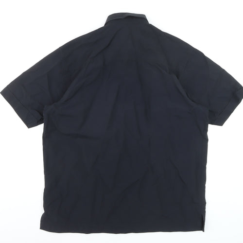 Thomas Browne Men's Navy Blue Short Sleeve Cotton Blend Button-Up Shirt M