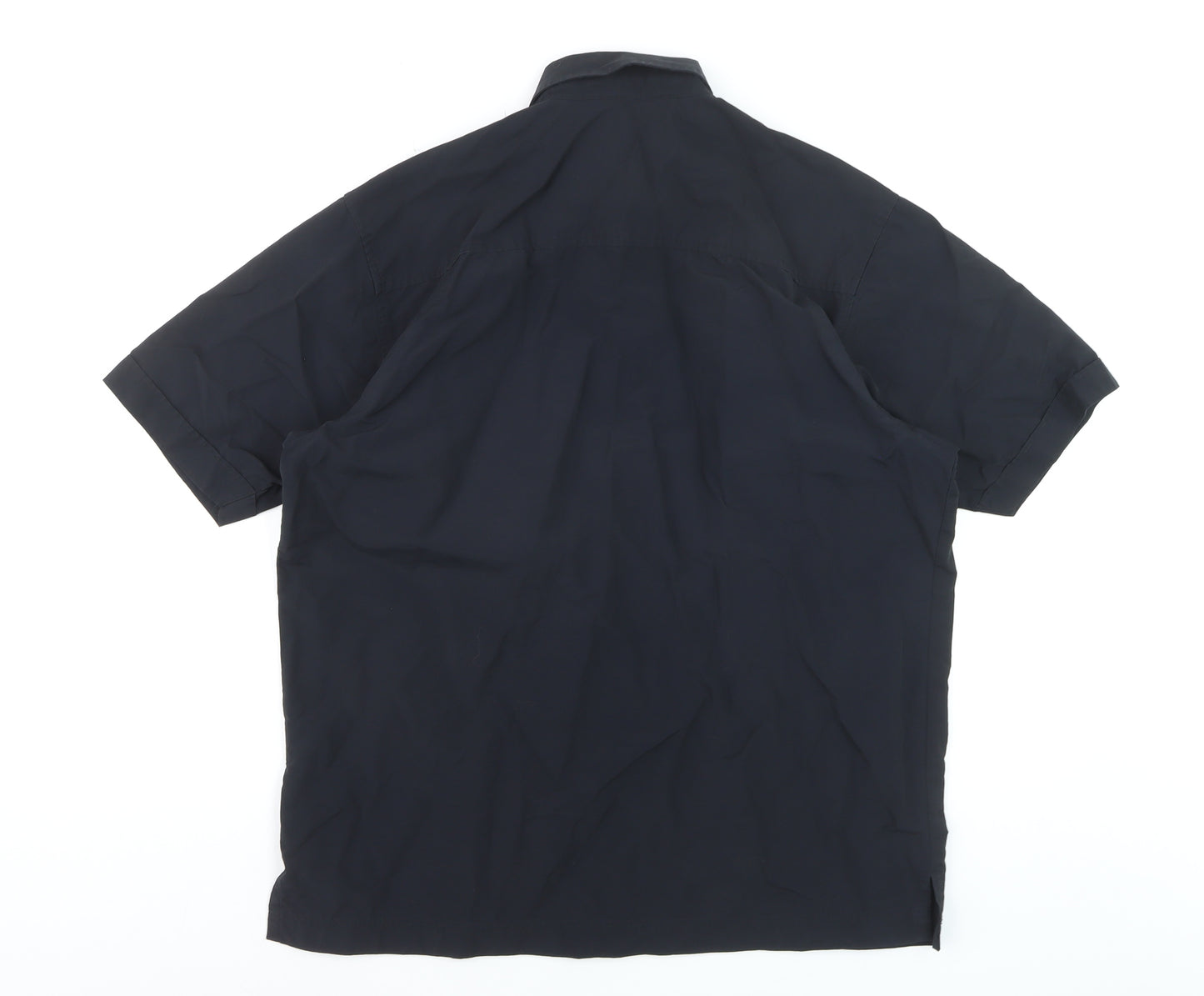 Thomas Browne Men's Navy Blue Short Sleeve Cotton Blend Button-Up Shirt M