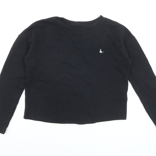 Jack Wills Womens Black Pullover Sweatshirt UK 6 Long Sleeve Crew Neck