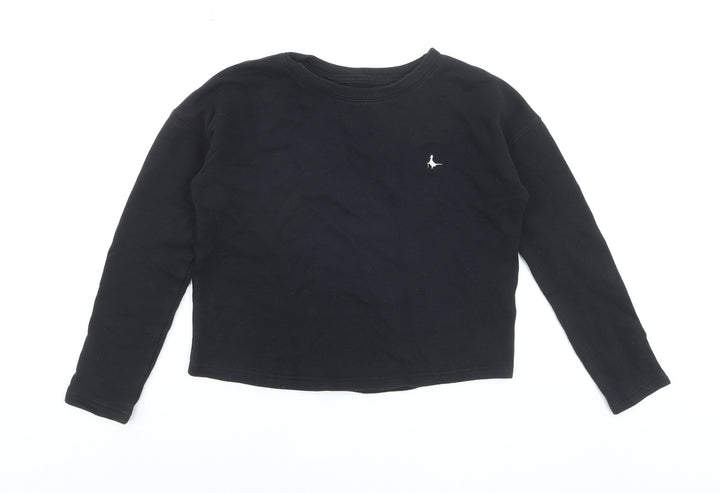 Jack Wills Womens Black Pullover Sweatshirt UK 6 Long Sleeve Crew Neck