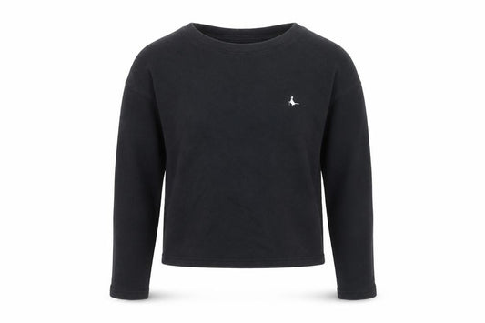 Front view of Jack Wills women’s black pullover sweatshirt uk 6 long sleeve crew neck