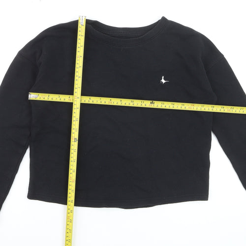 Jack Wills Womens Black Pullover Sweatshirt UK 6 Long Sleeve Crew Neck