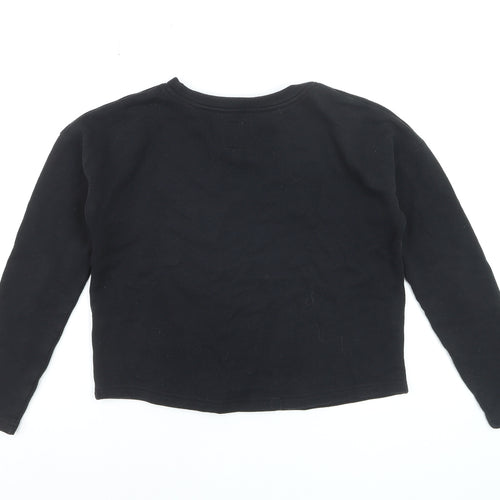 Jack Wills Womens Black Pullover Sweatshirt UK 6 Long Sleeve Crew Neck
