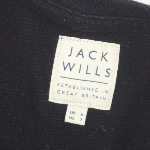 Jack Wills Womens Black Pullover Sweatshirt UK 6 Long Sleeve Crew Neck