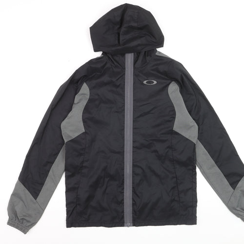 Oakley Mens Grey Windbreaker Jacket Medium Hooded Zip Polyester