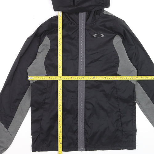 Oakley Mens Grey Windbreaker Jacket Medium Hooded Zip Polyester
